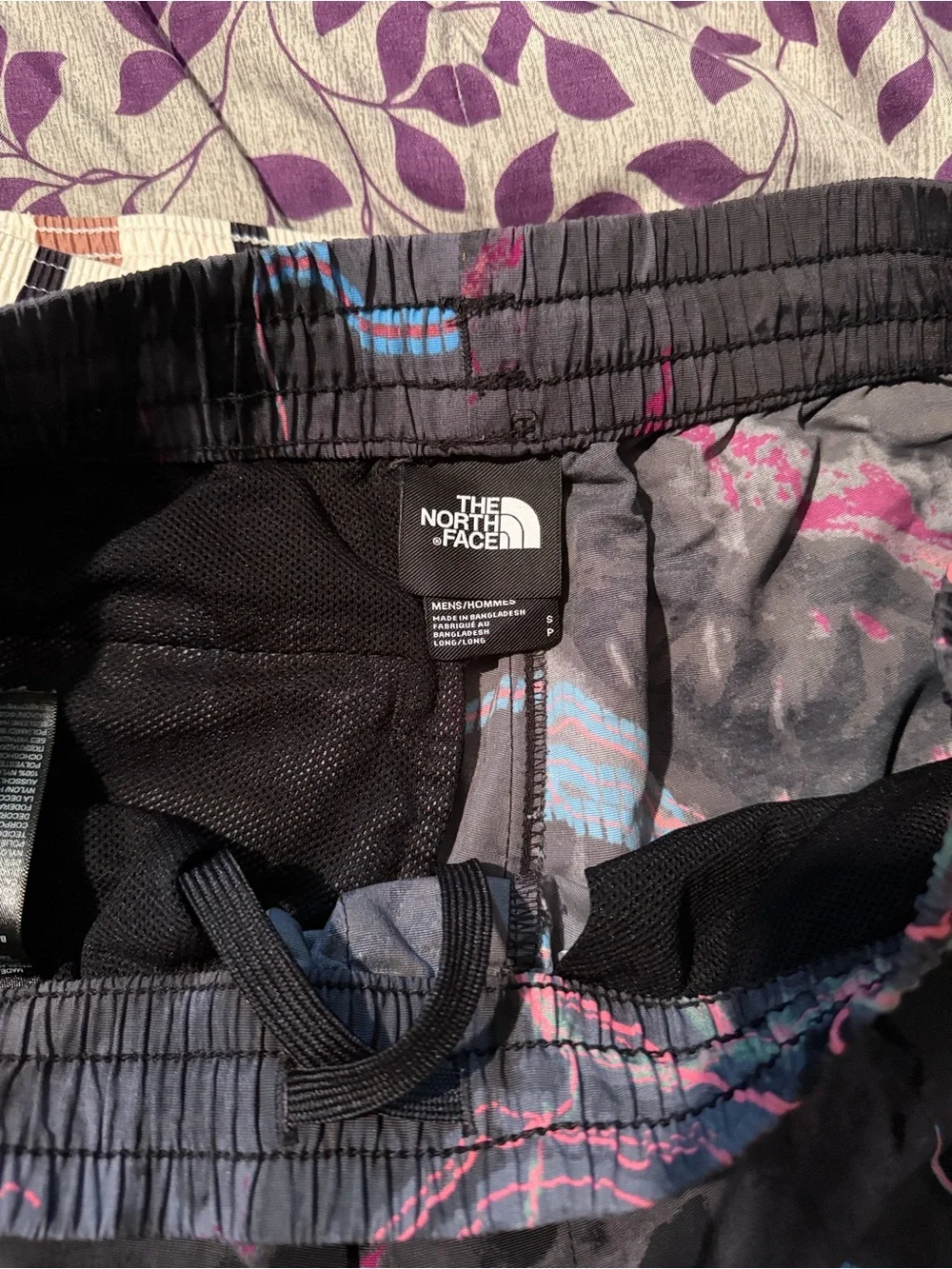 The North Face Black Swim/Board Shorts with Pink & Blue Accents